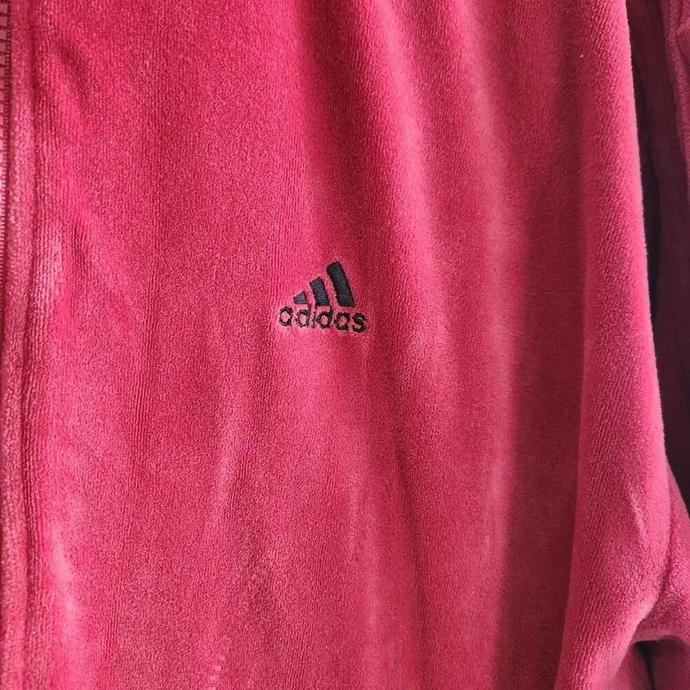 Adidas Y2K 02 red velour tracksuit set Jacket & Pants Size M vintage streetwear